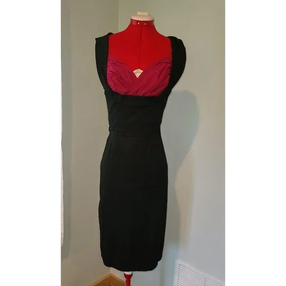 Lindy Bop Dresses | Lindy Bop 'Vanessa' Alluringly Elegant Low Cut 50's Style Wiggle Dress | Color: Black/Purple | Size: M | Melissacharry's Closet